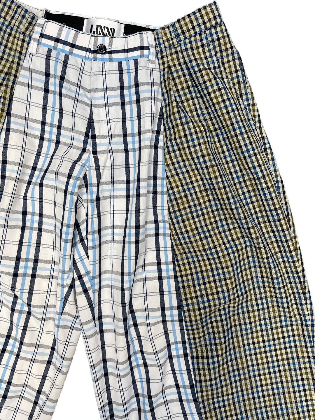 The Two-Tone White and Blue Tartan Trousers