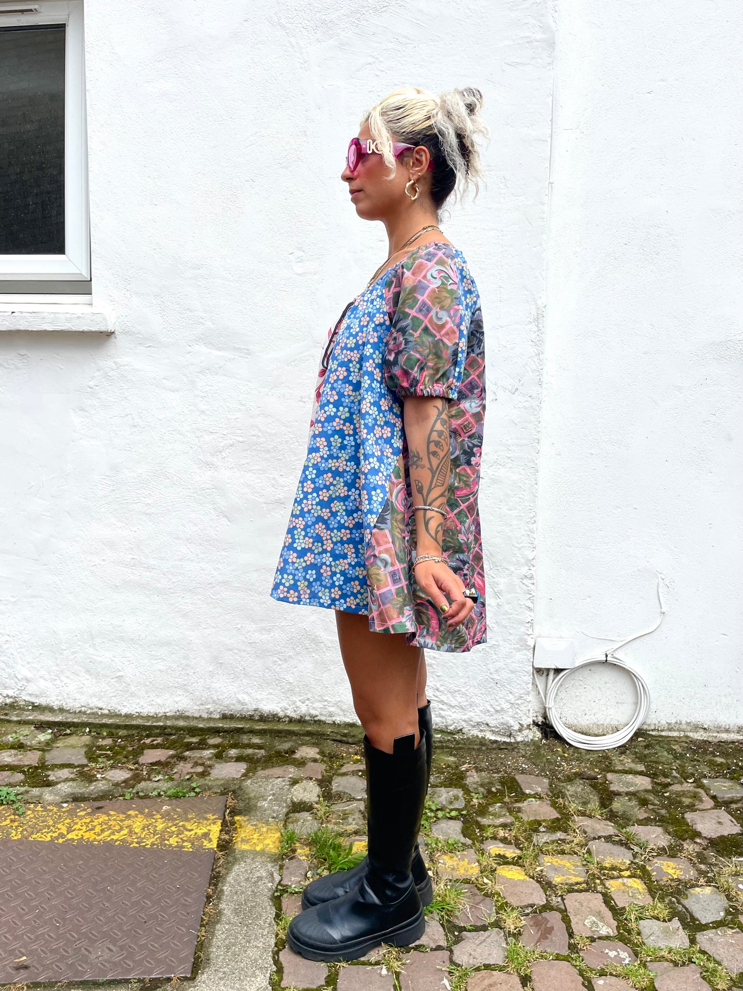 The Babydoll Dress in Mixed Pink and Blue