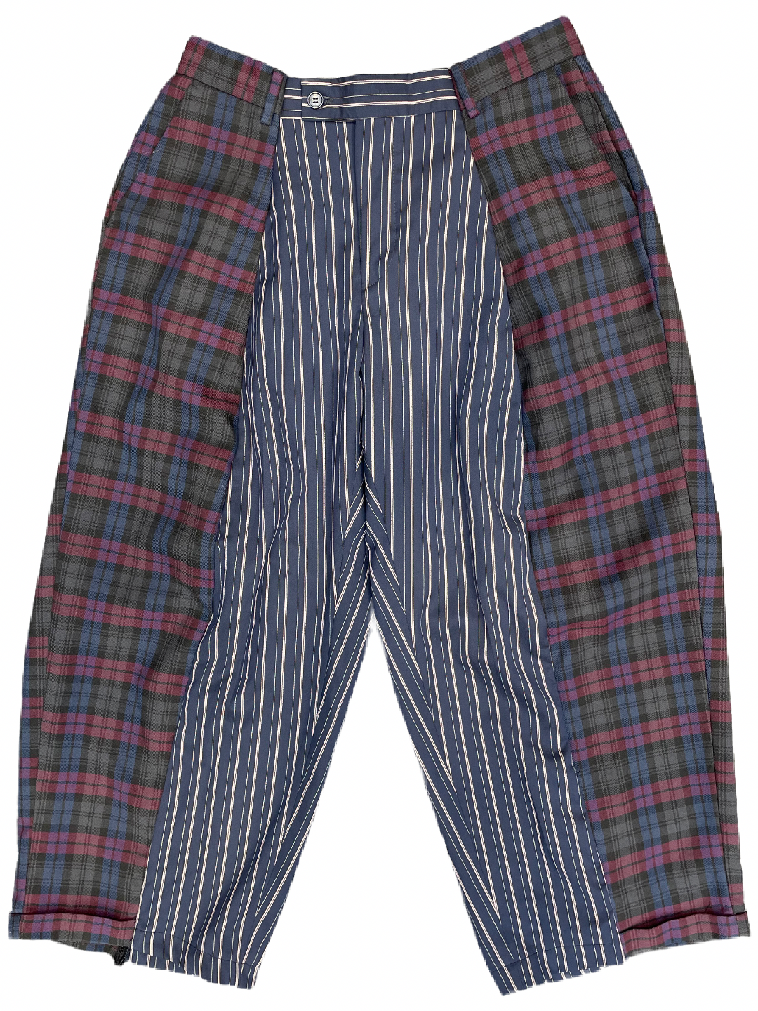 The Two-Tone Blue and Burgundy Tartan Trousers