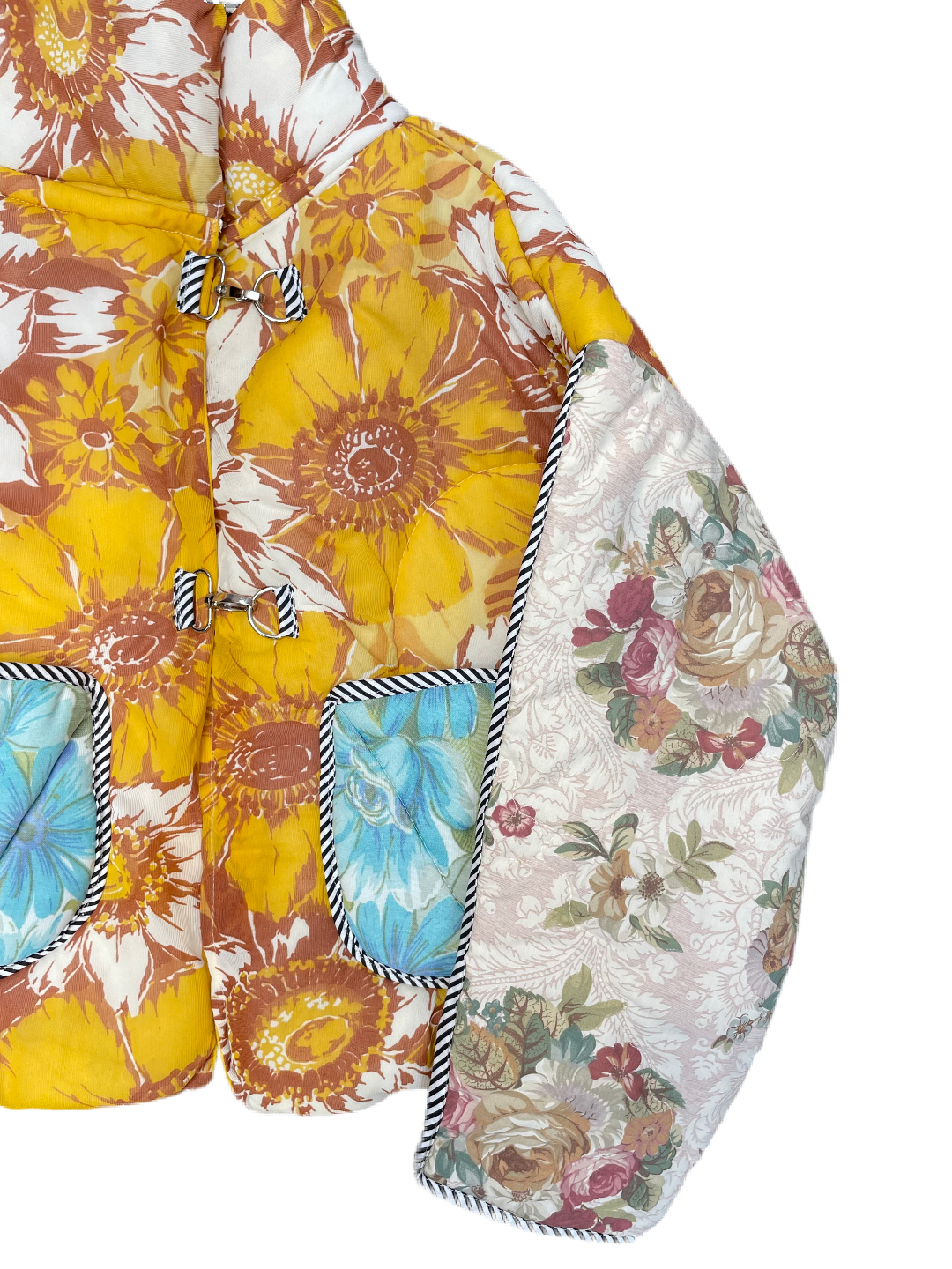 The Puffer Jacket in Mustard and Blue Florals
