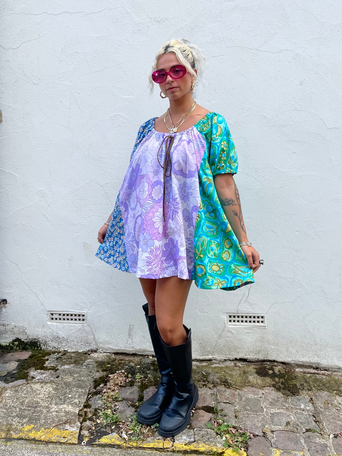 The Babydoll Dress in Mixed Lilac and Blue