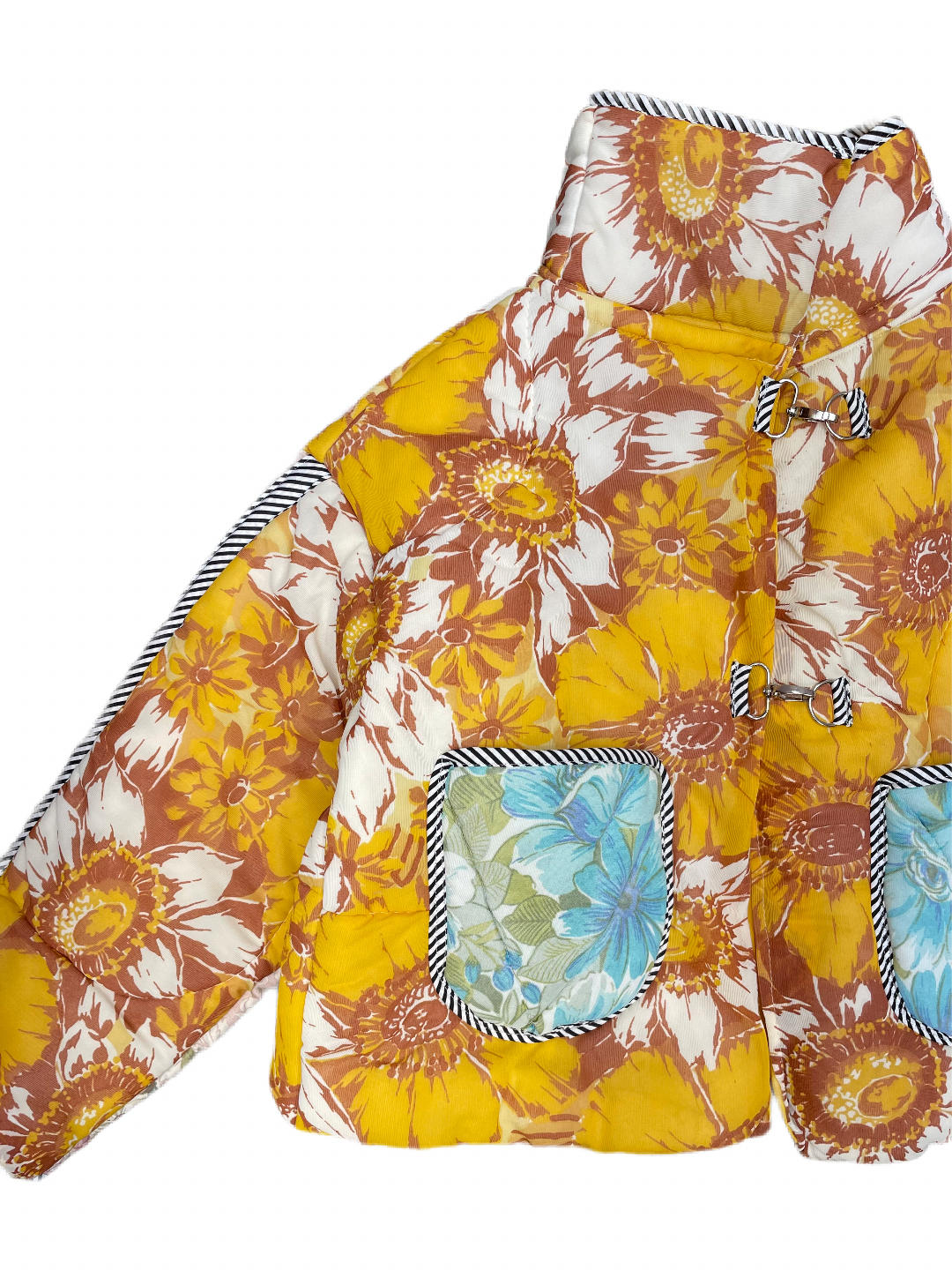 The Puffer Jacket in Mustard and Blue Florals
