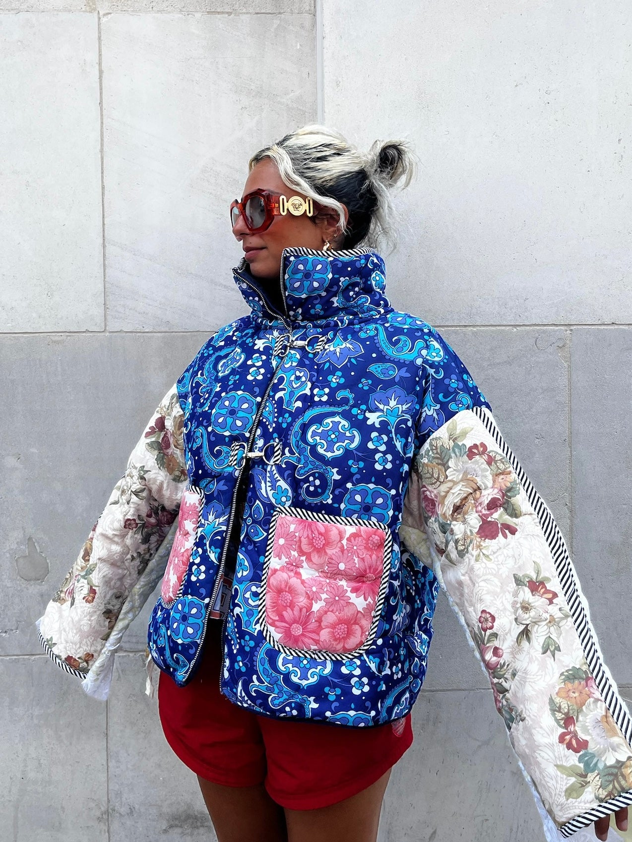 The Puffer Jacket in Paisley and Mixed Blue Florals