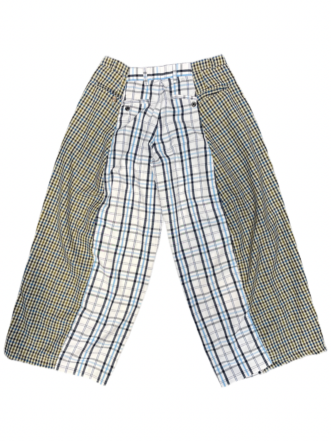 The Two-Tone White and Blue Tartan Trousers