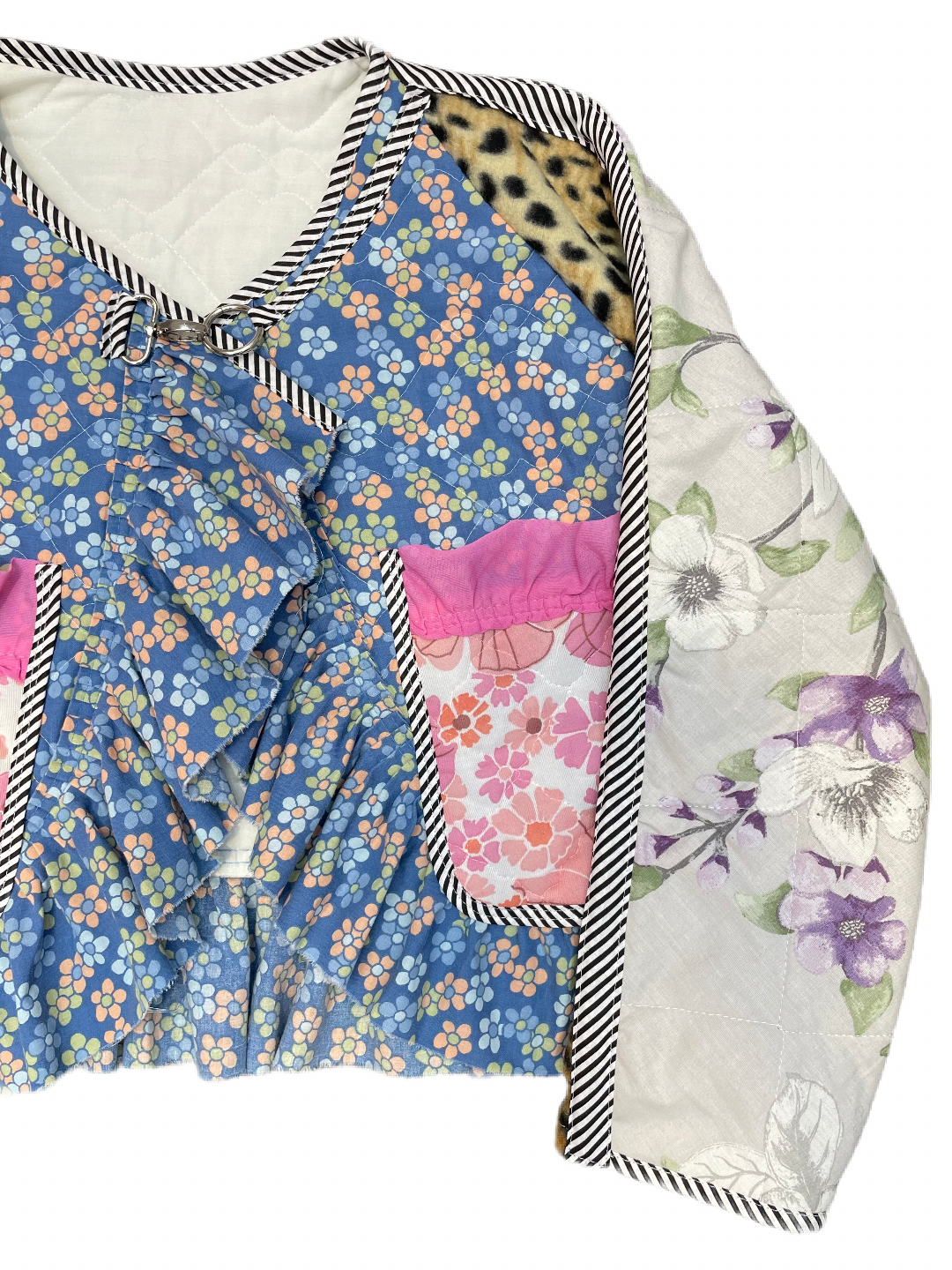 The Bomber Jacket in Mixed Blue Florals