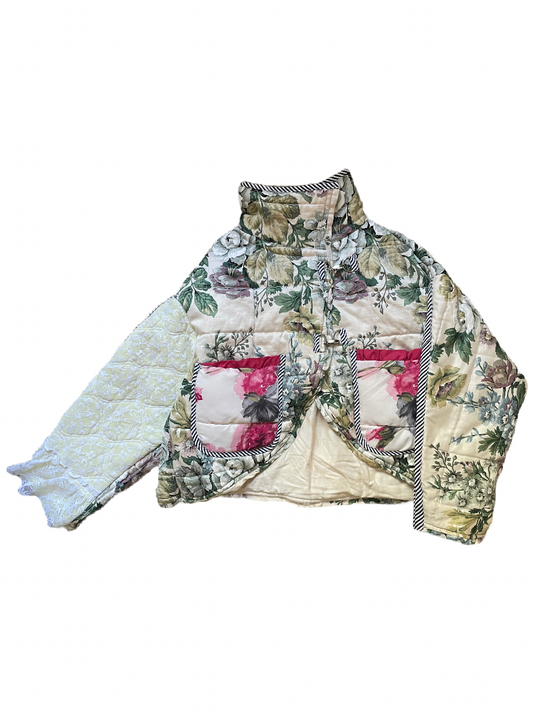 The Puffer Jacket in Green and Pink Florals