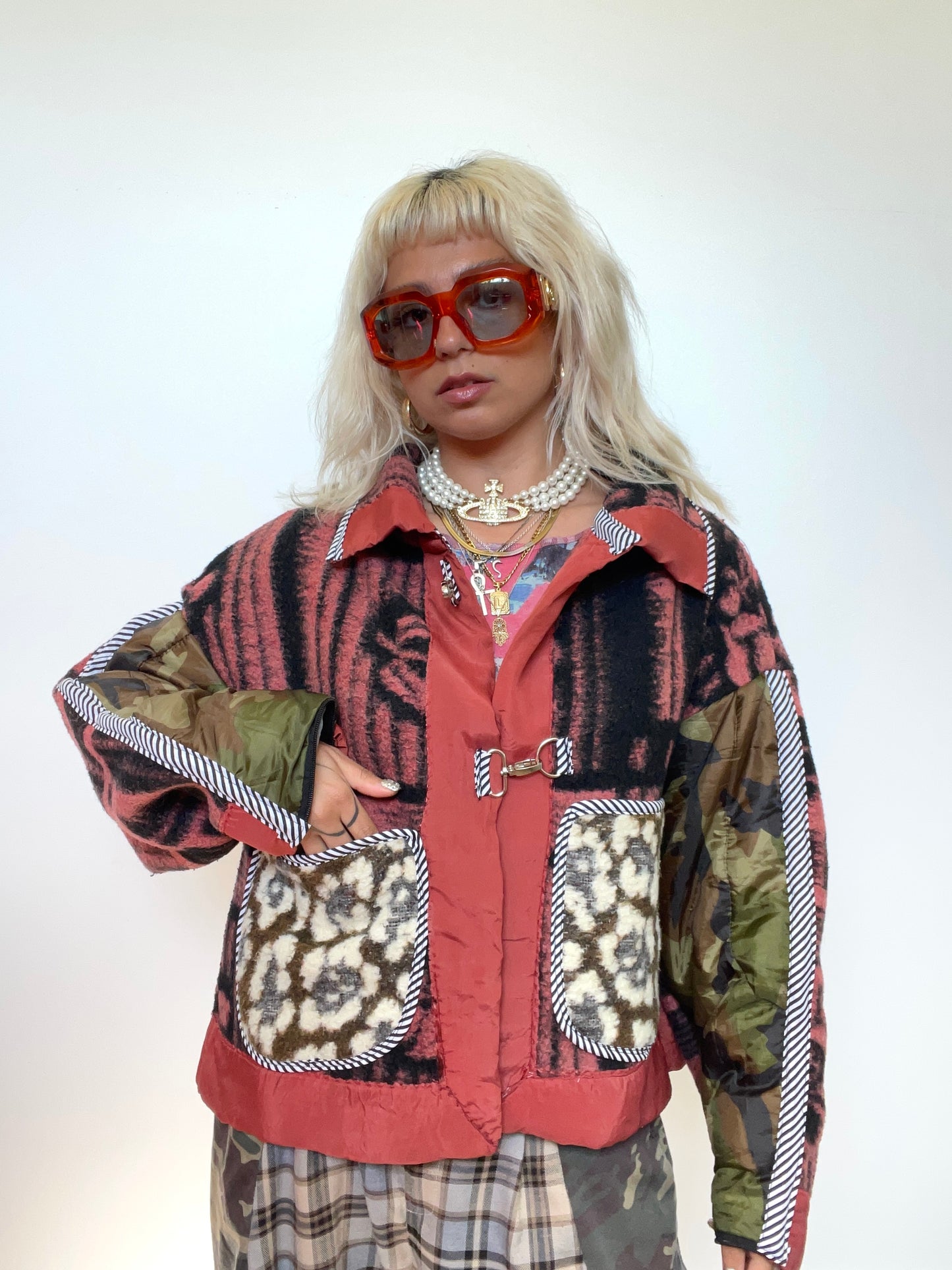 The Boxy Jacket in Red and Green Camo