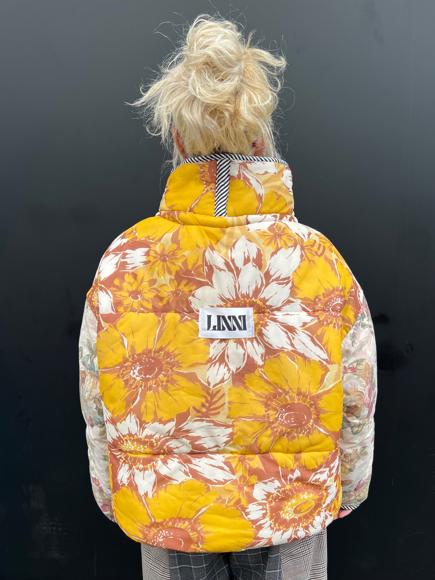 The Puffer Jacket in Mustard and Blue Florals