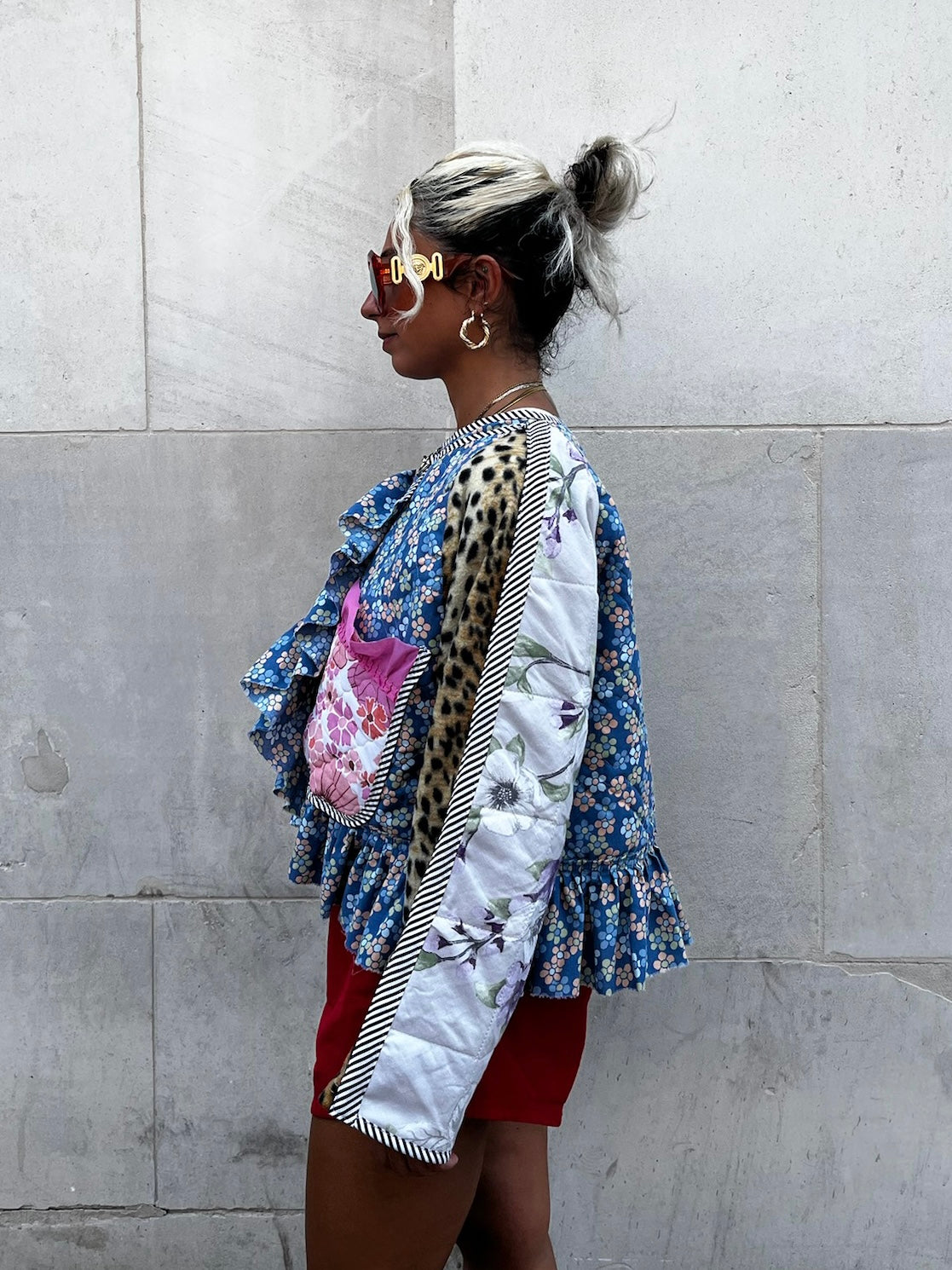 The Bomber Jacket in Mixed Blue Florals