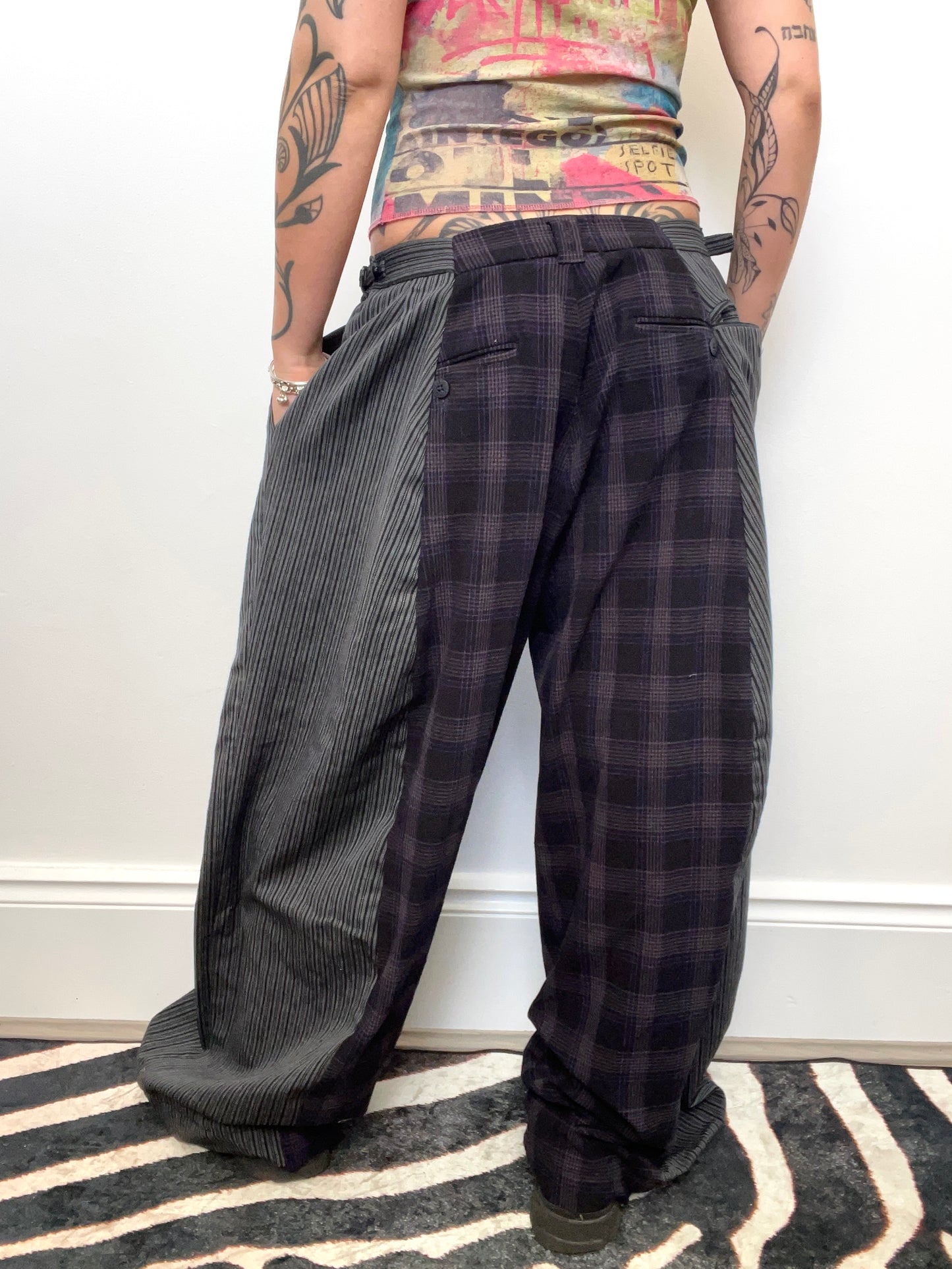 The Two-Tone Trousers in Purple and Grey Tartan
