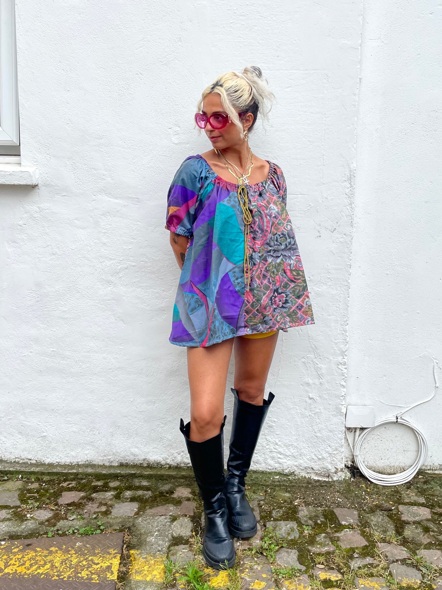 The Babydoll Dress in Mixed Purple and Pink