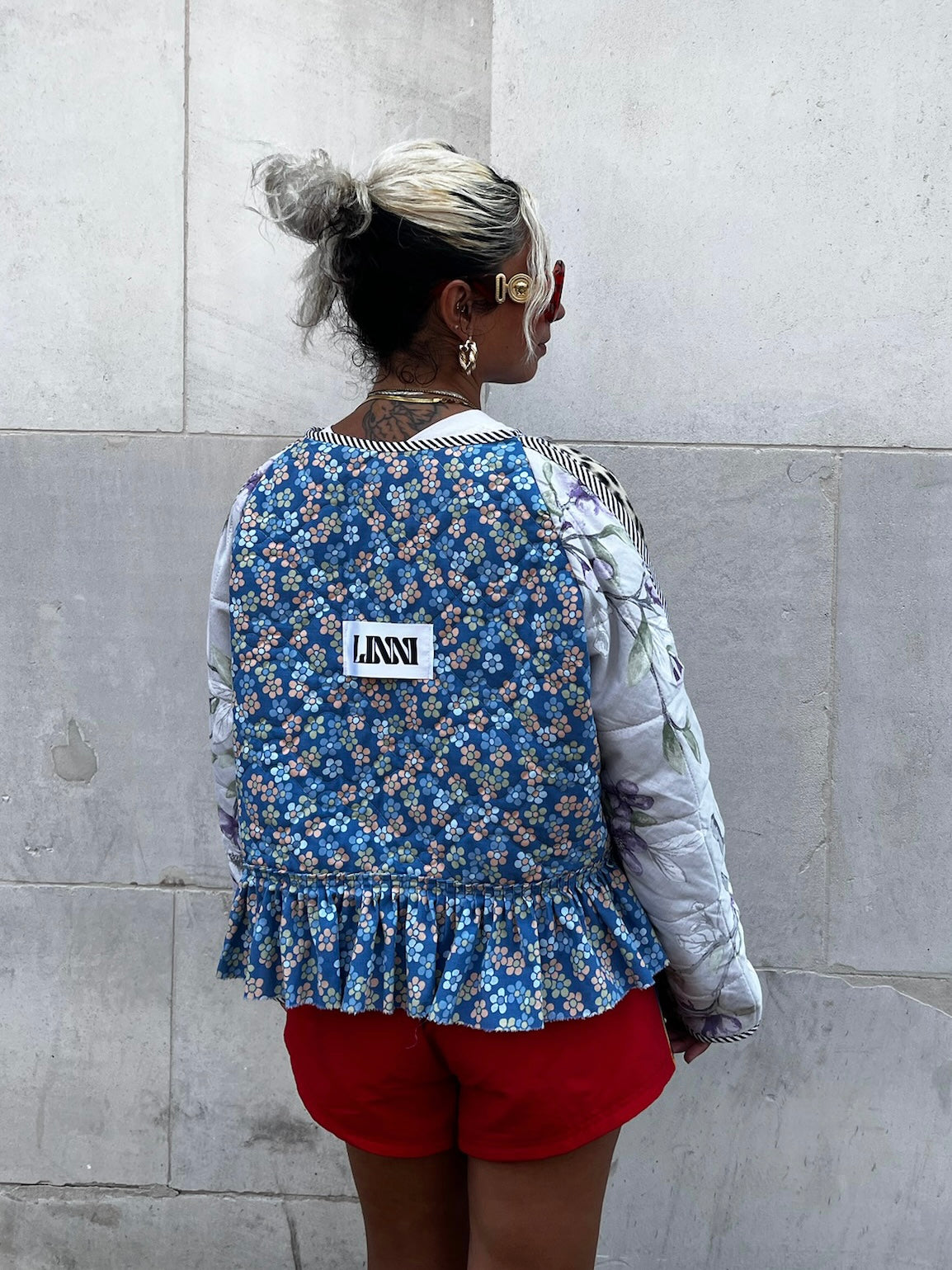 The Bomber Jacket in Mixed Blue Florals