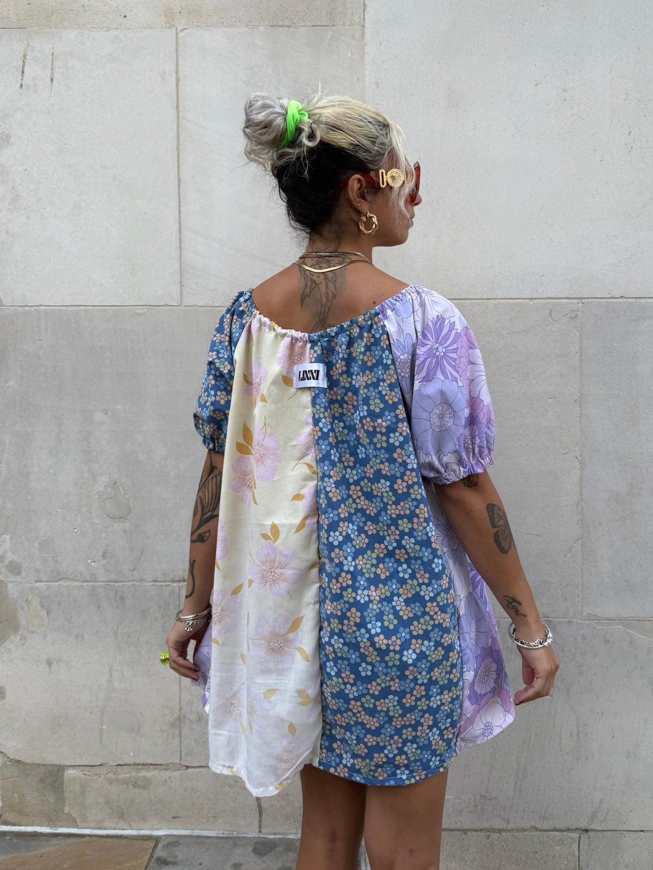 The Babydoll Dress in Mixed Yellow and Lilac Floral