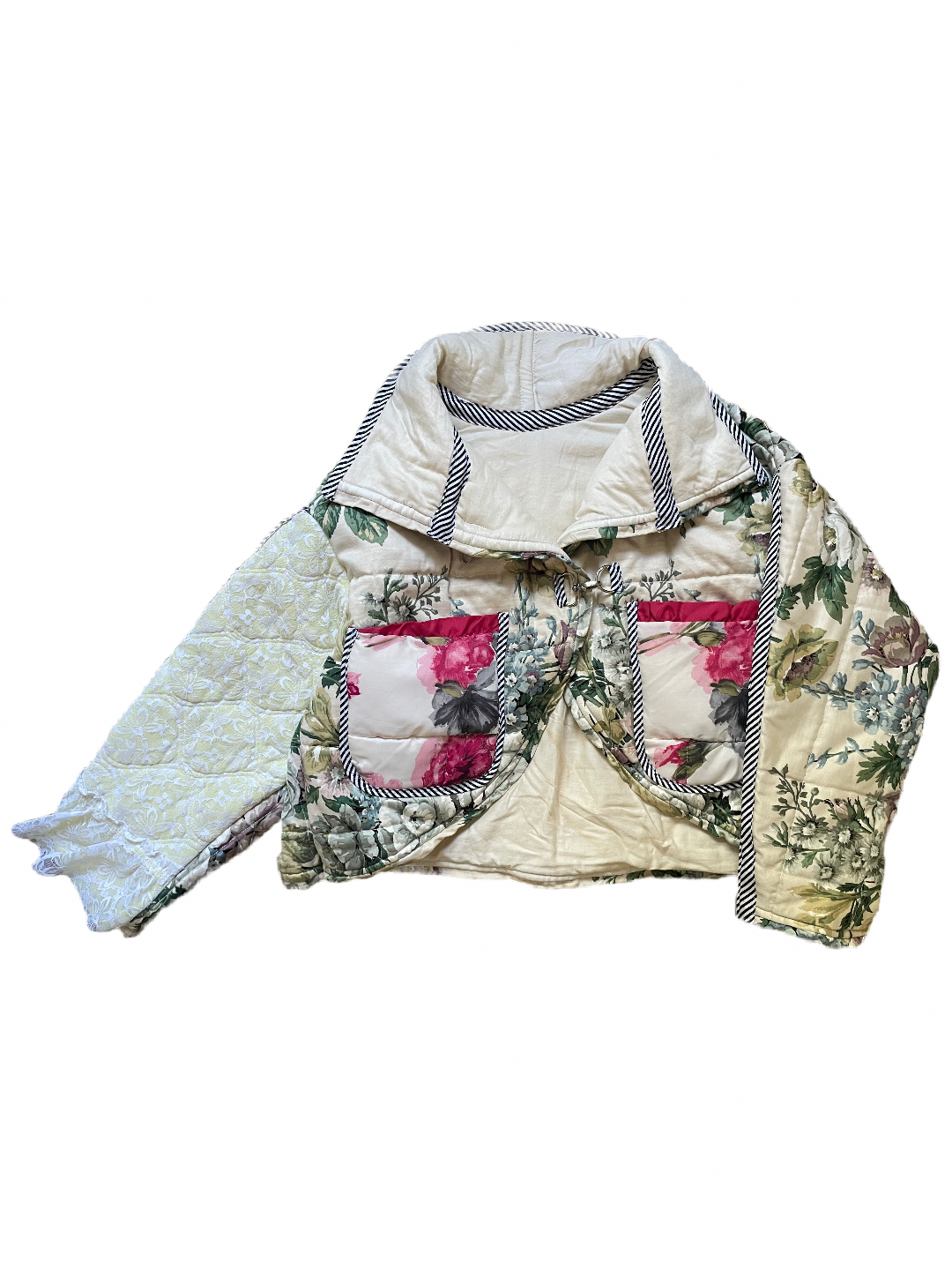 The Puffer Jacket in Green and Pink Florals