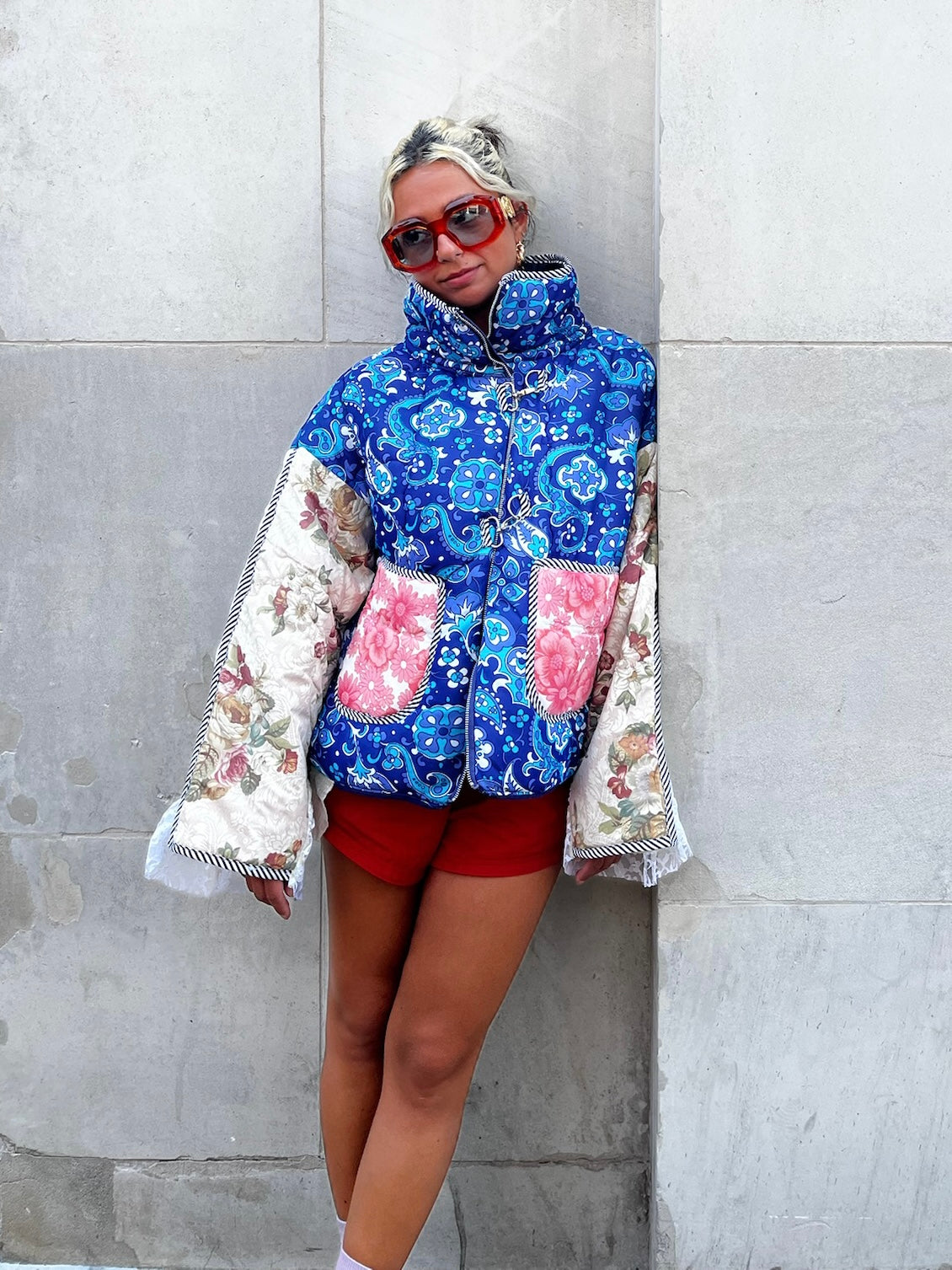 The Puffer Jacket in Paisley and Mixed Blue Florals