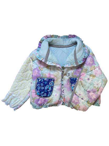 The Puffer Jacket in Pastel Blue and Lilac Florals