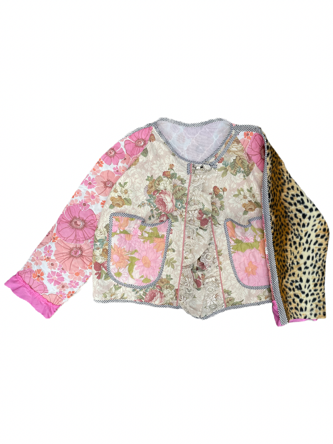 THE BOMBER CREAM AND PINK FLOWERS