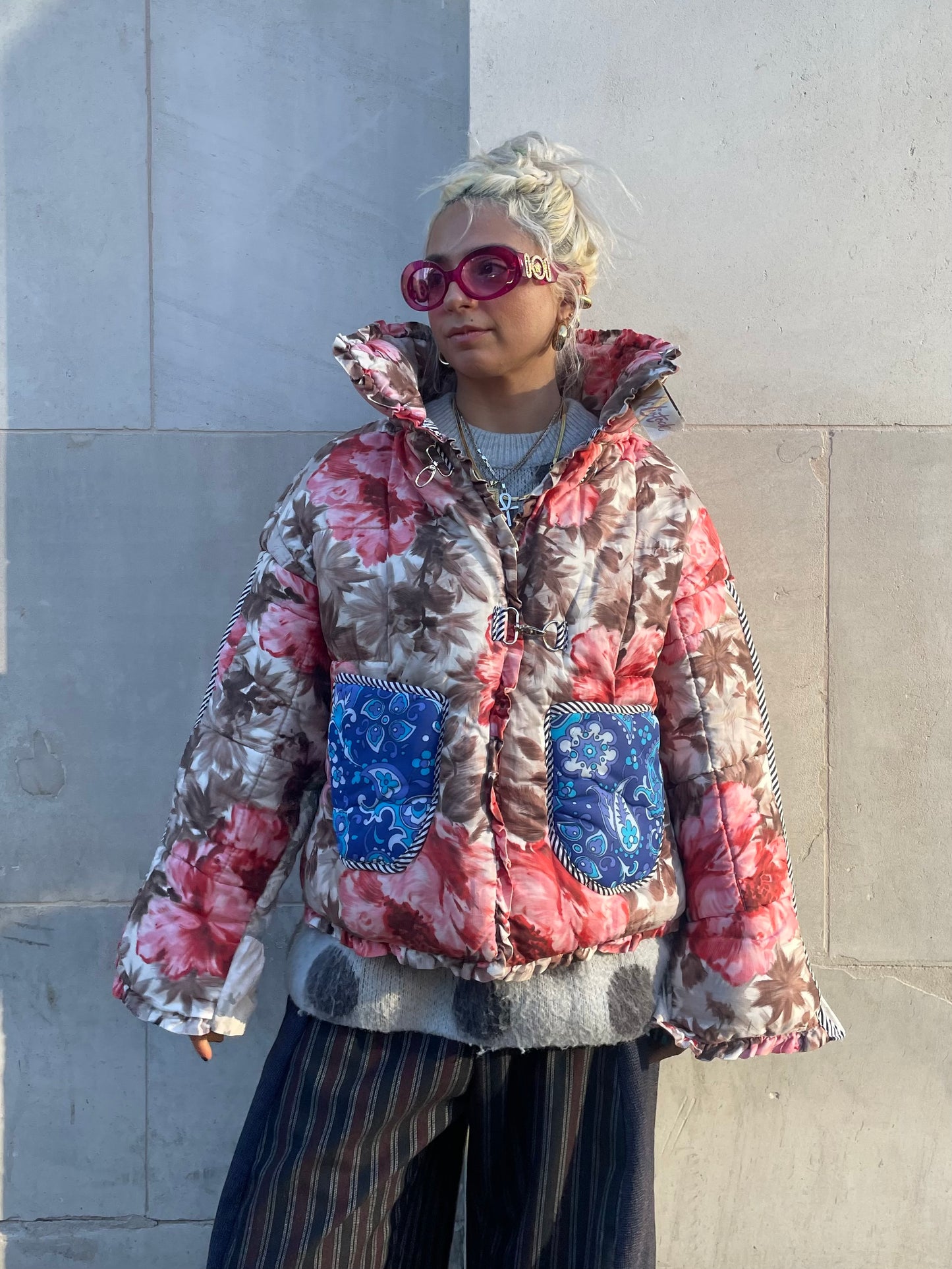 The Puffer Jacket in Pink and Blue Florals