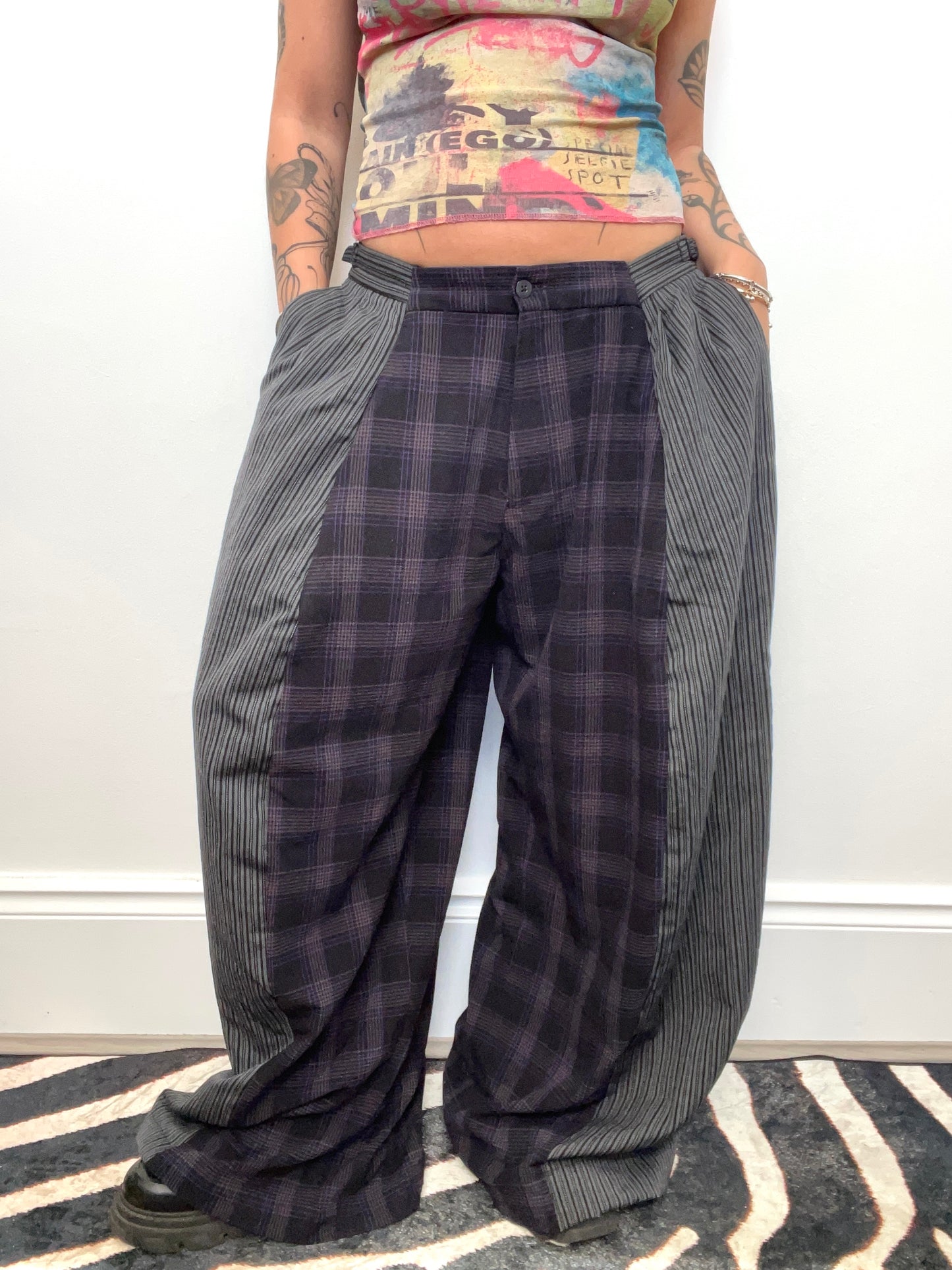 The Two-Tone Trousers in Purple and Grey Tartan