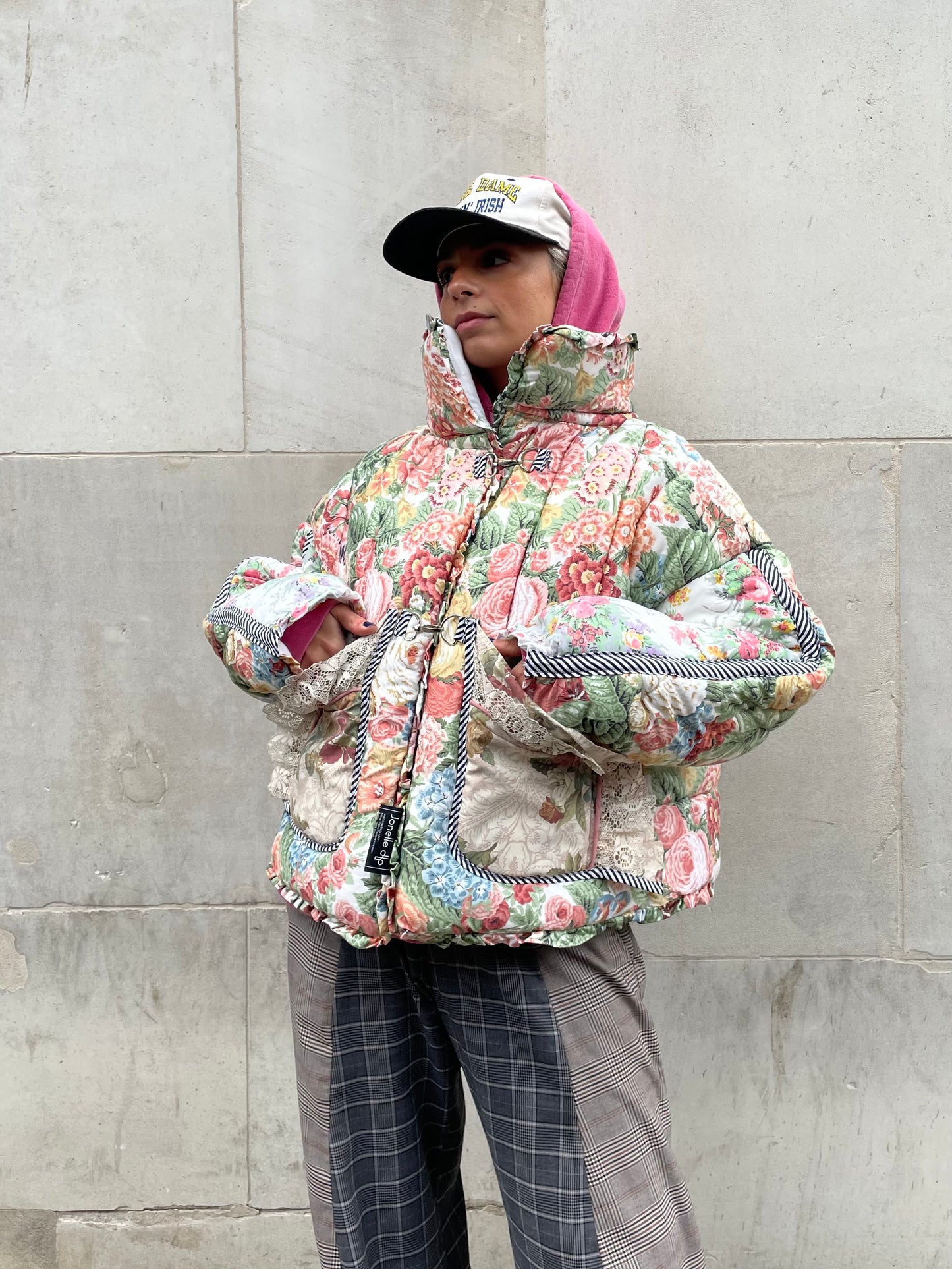 The Puffer Jacket in Pink and Green Florals