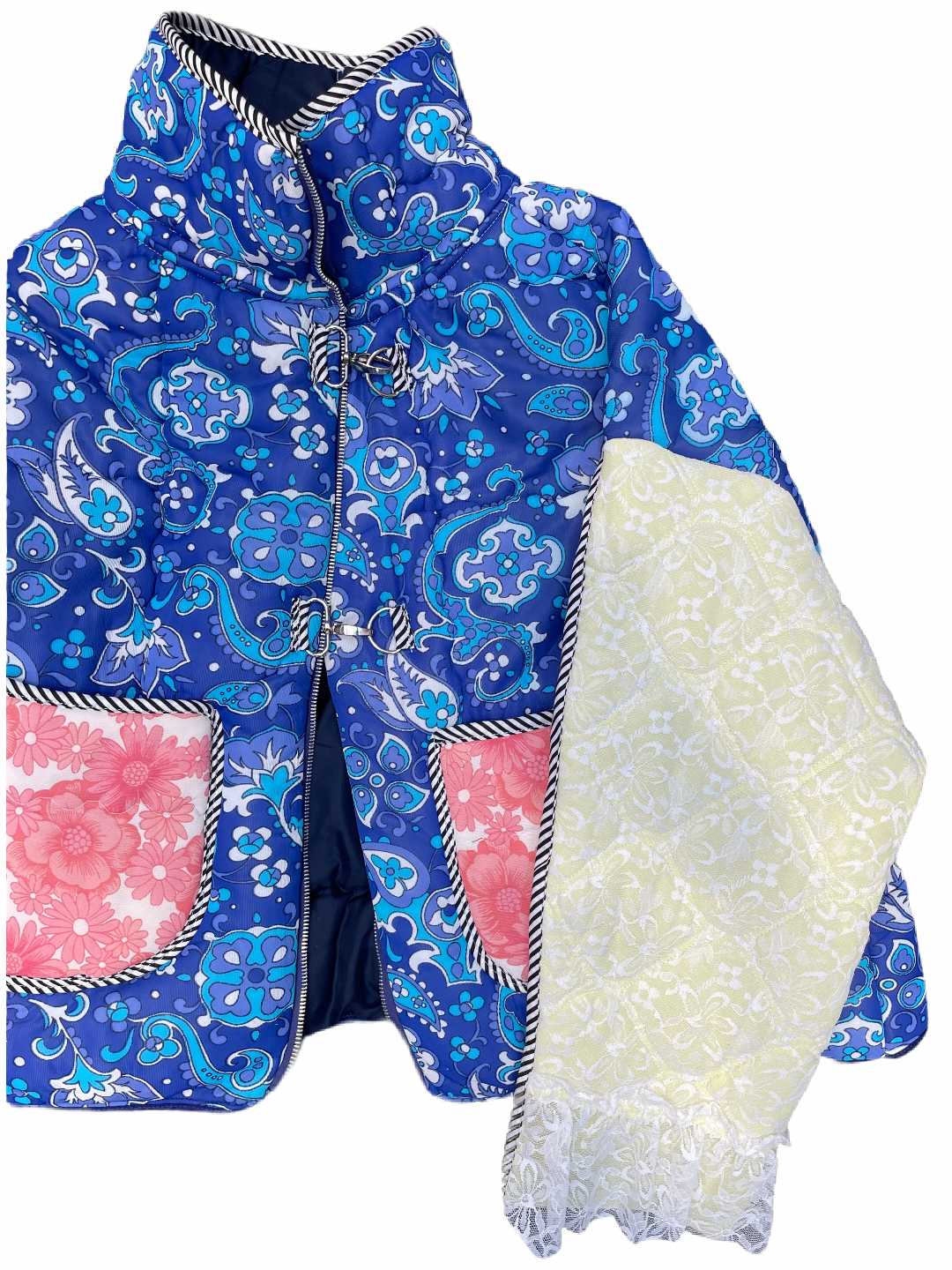 The Puffer Jacket in Paisley and Mixed Blue Florals