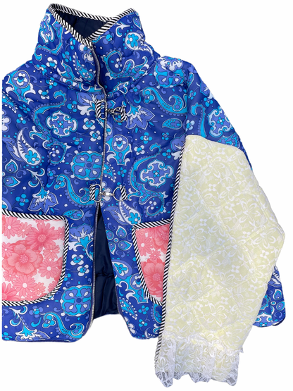 The Puffer Jacket in Paisley and Mixed Blue Florals