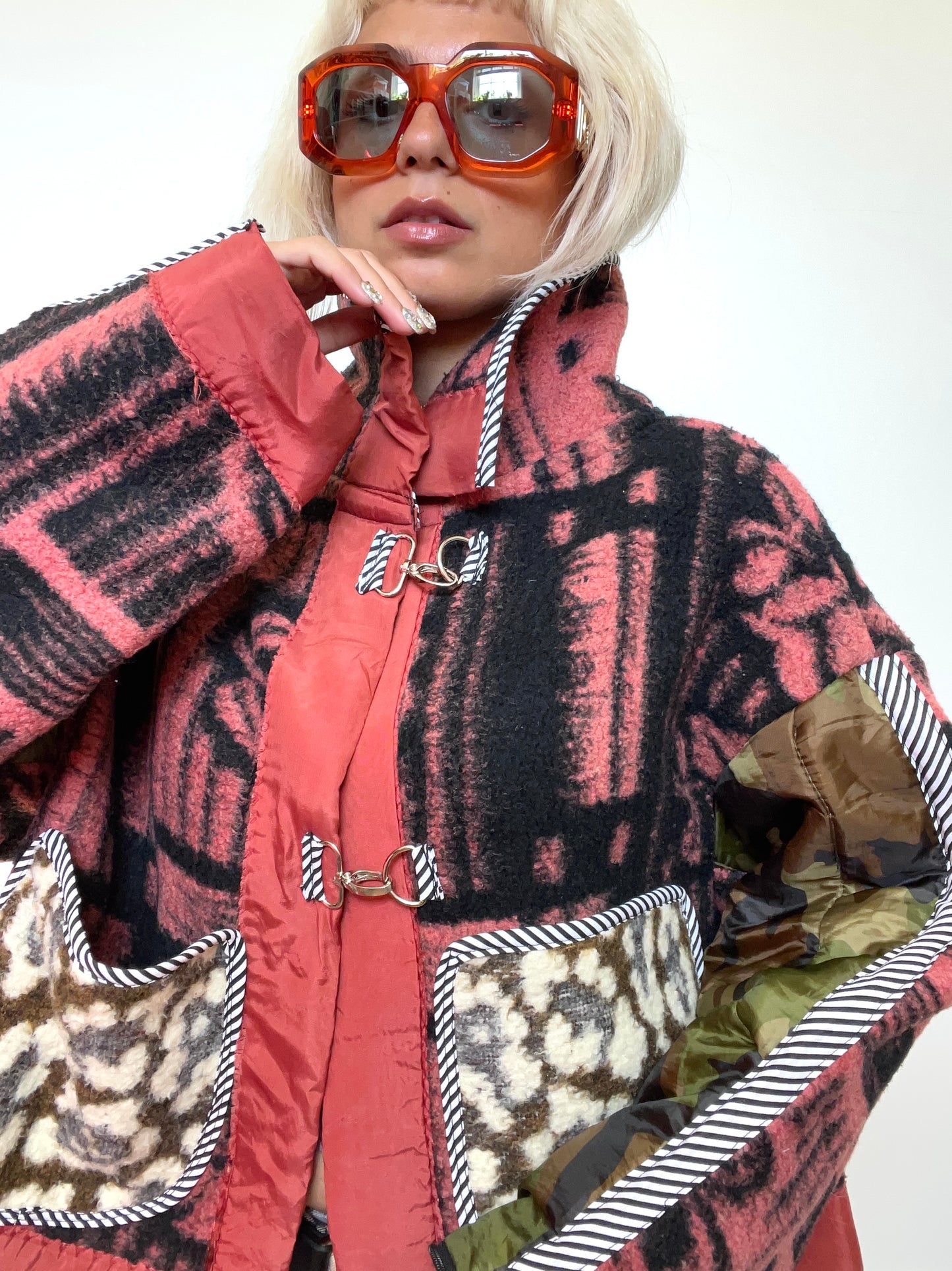 The Boxy Jacket in Red and Green Camo