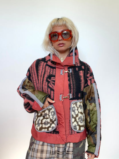 The Boxy Jacket in Red and Green Camo