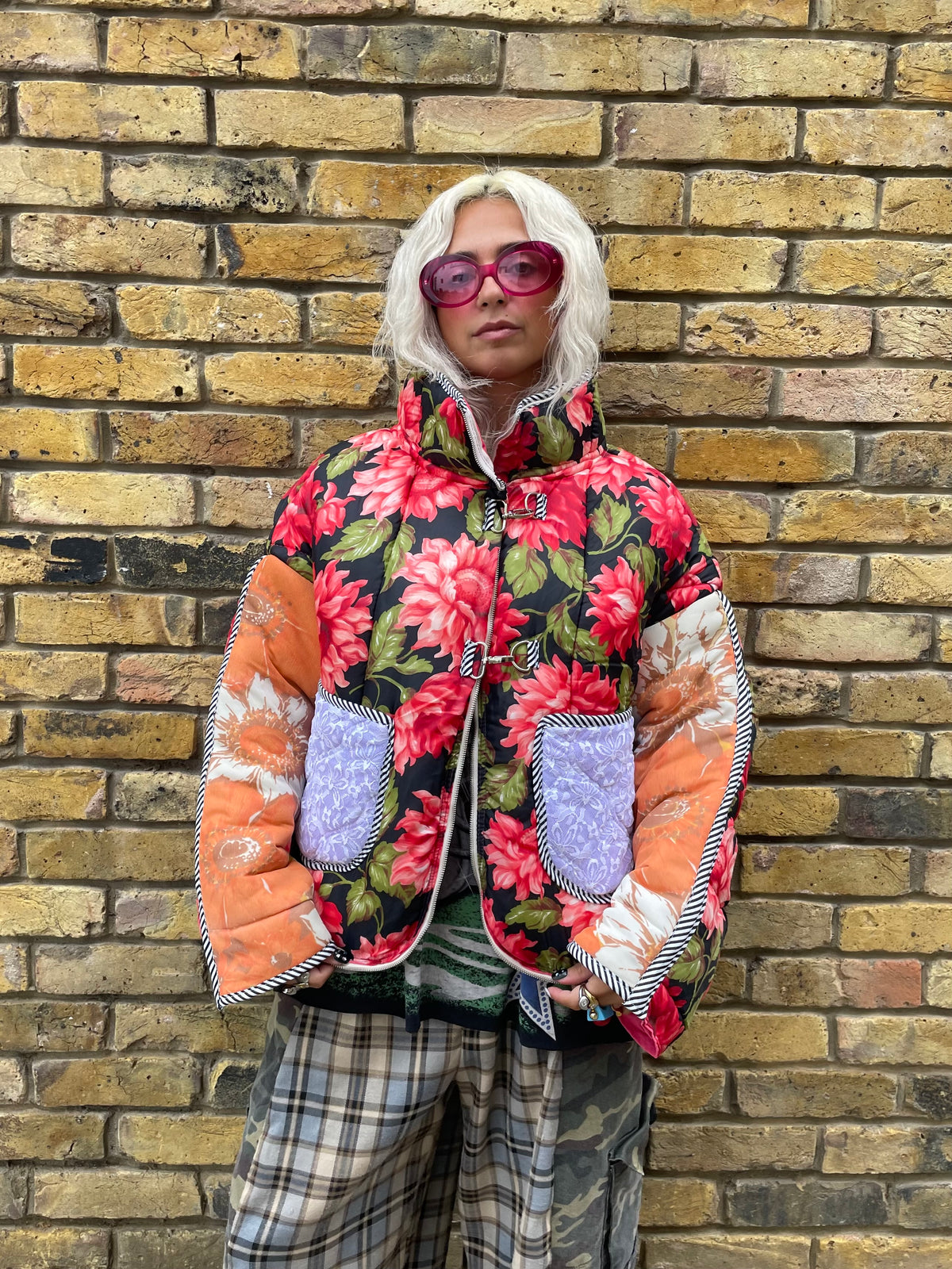 The Puffer Jacket in Pink and Orange Flowers