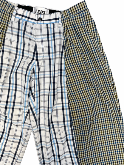 The Two-Tone White and Blue Tartan Trousers