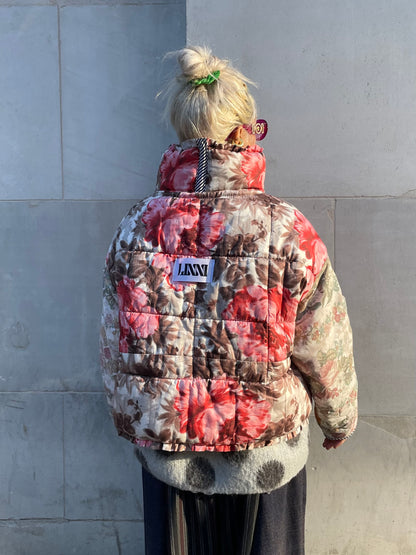 The Puffer Jacket in Pink and Orange Florals
