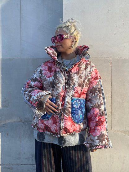 The Puffer Jacket in Pink and Blue Florals