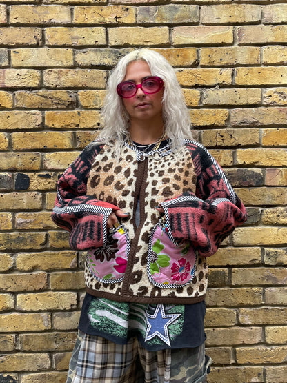 The Bomber Jacket in Leopard and Pink flowers