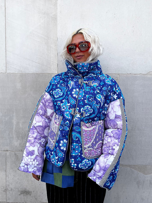 THE PUFFER BLUE PAISLEY AND PURPLE