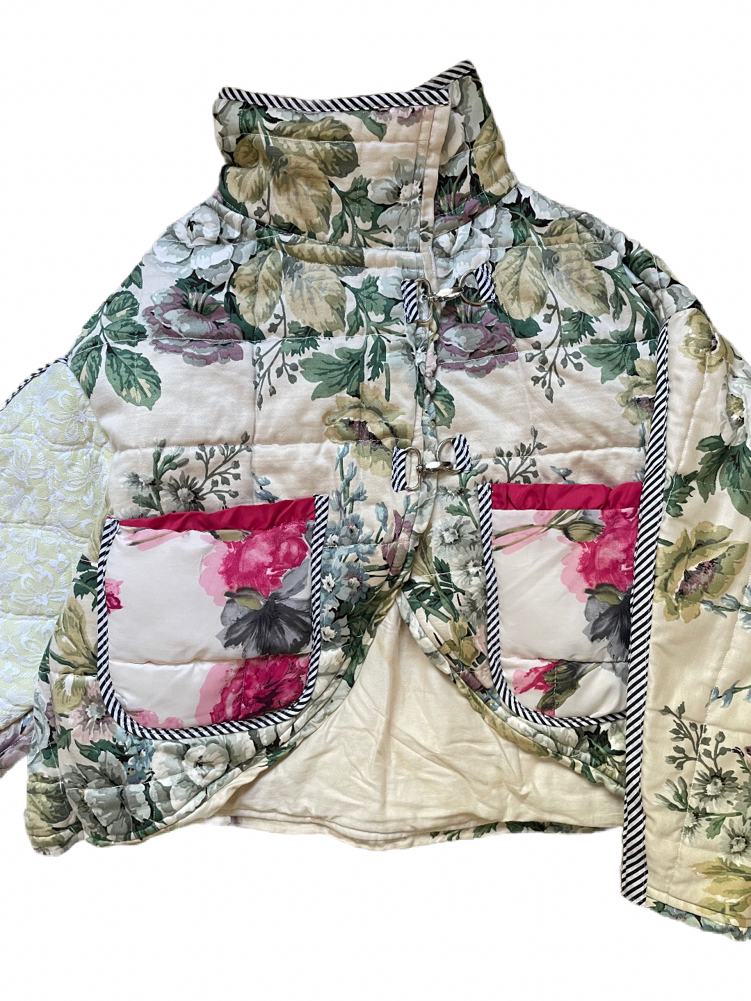 The Puffer Jacket in Green and Pink Florals