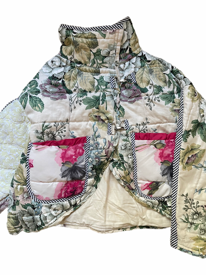 The Puffer Jacket in Green and Pink Florals
