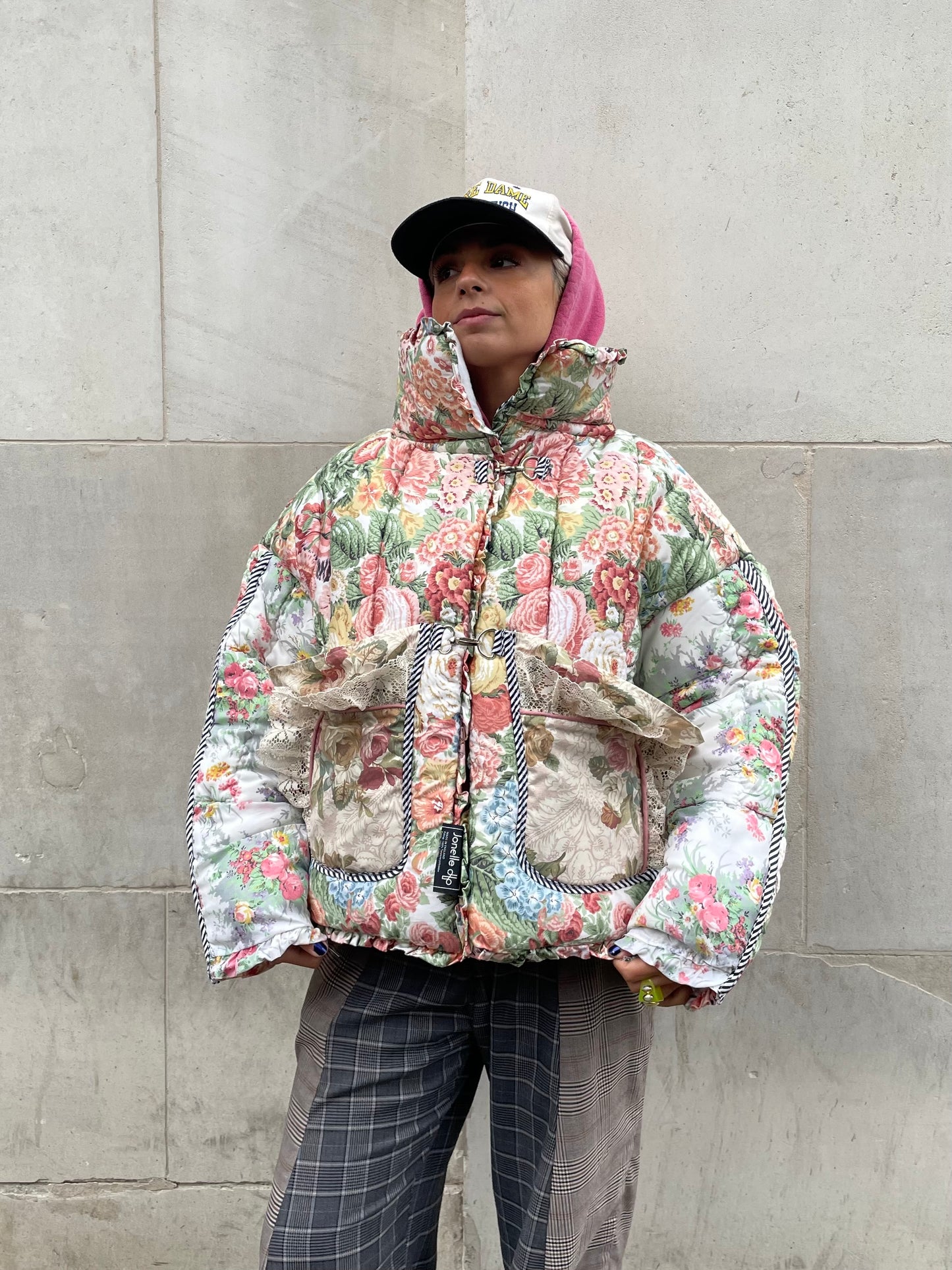 The Puffer Jacket in Pink and Green Florals