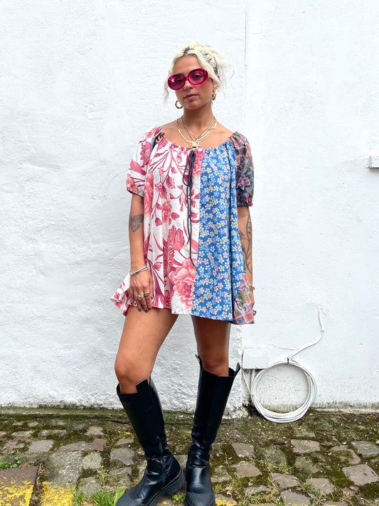 The Babydoll Dress in Mixed Pink and Blue