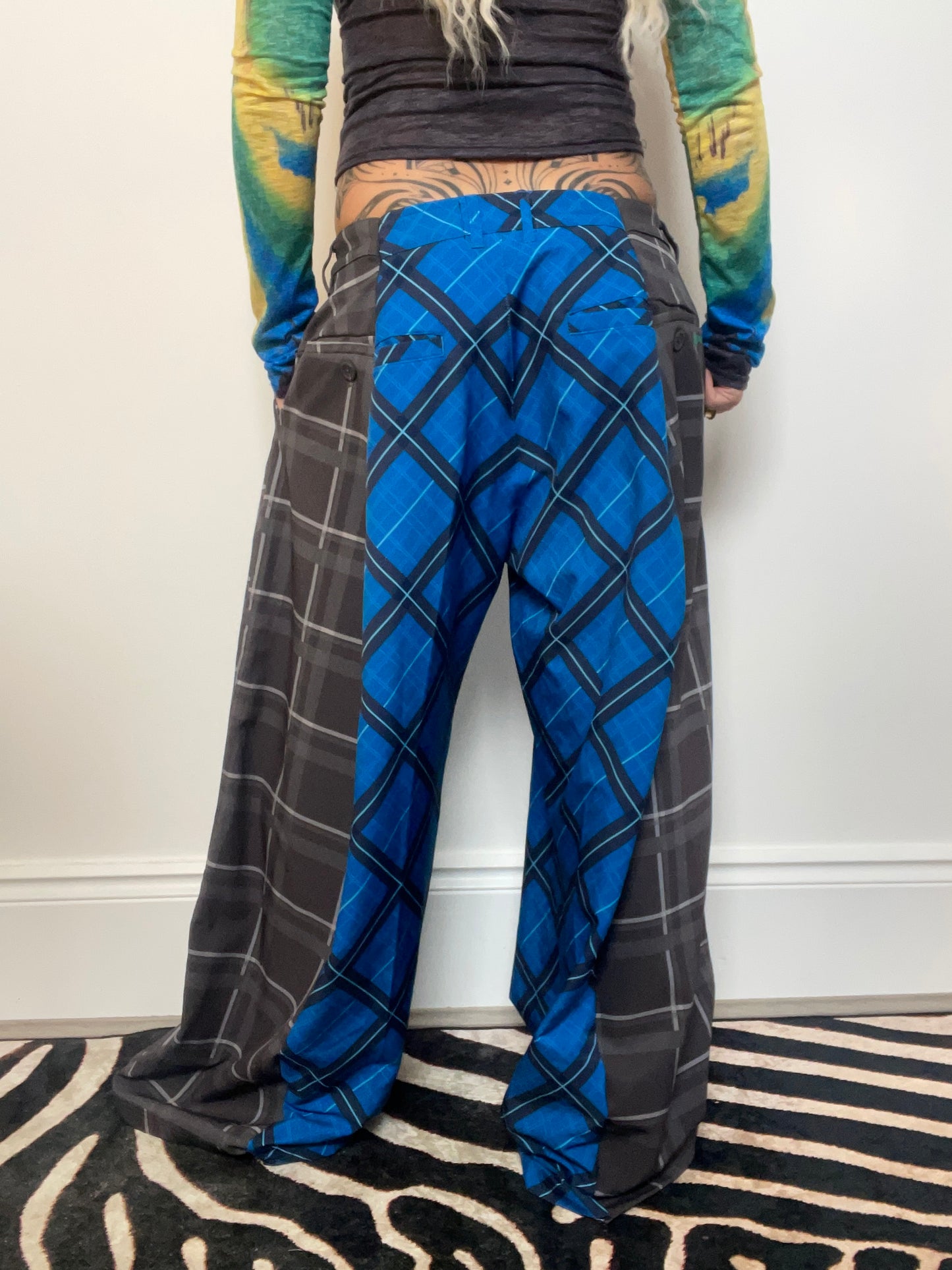 The Two-Tone Trousers in Blue and Grey Tartan