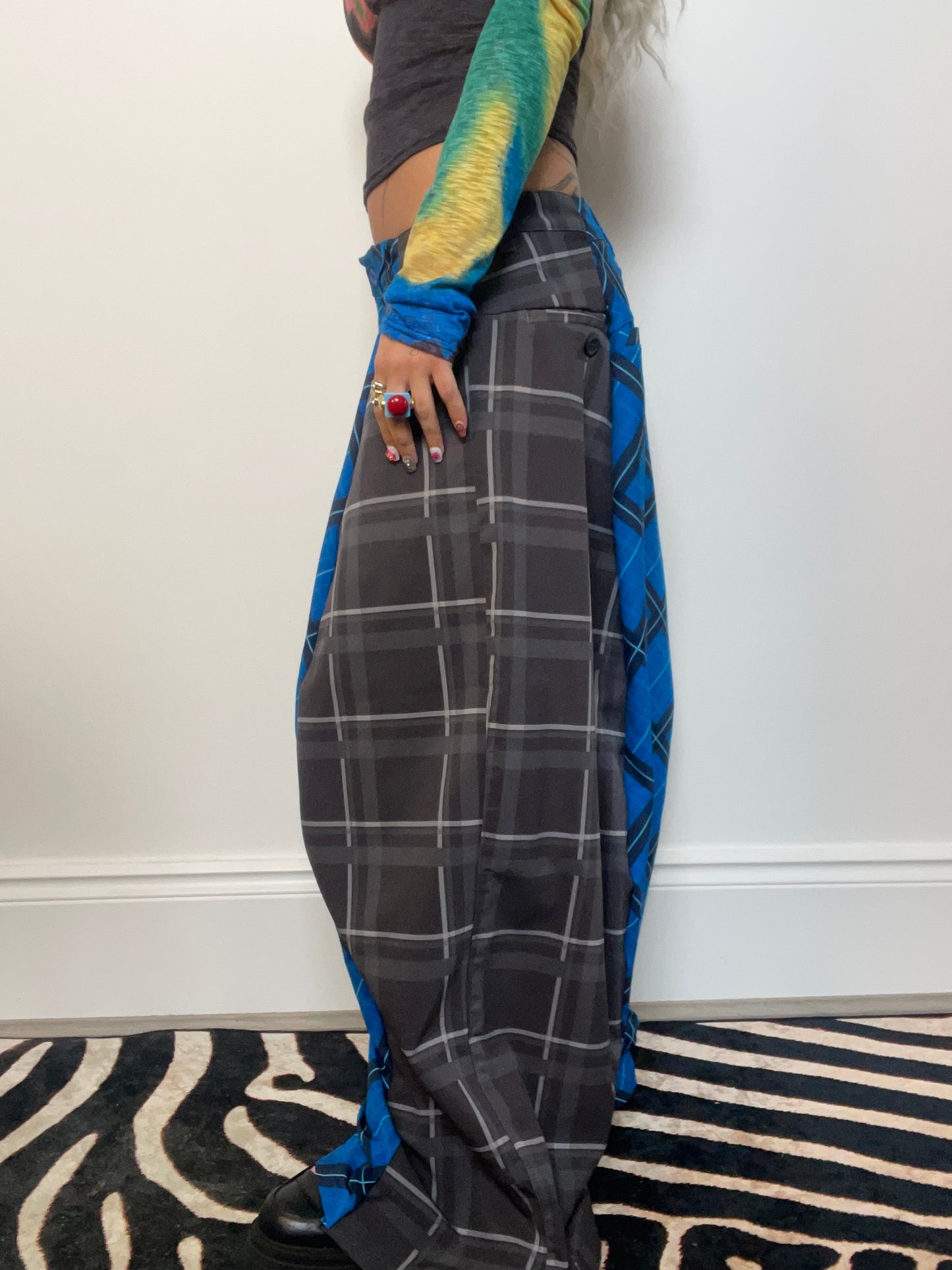 The Two-Tone Trousers in Blue and Grey Tartan