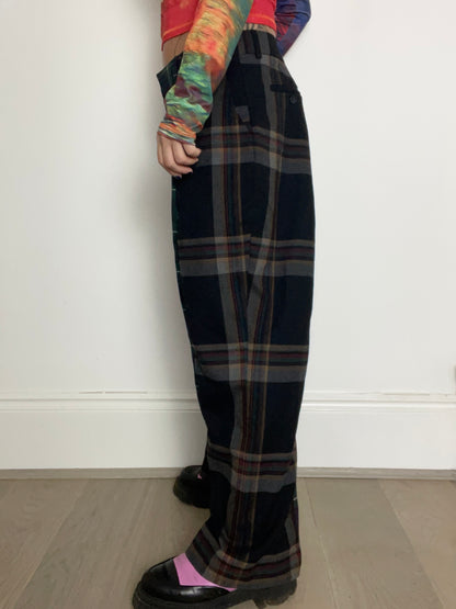 The Two-Tone Trousers in Green and Black Tartan