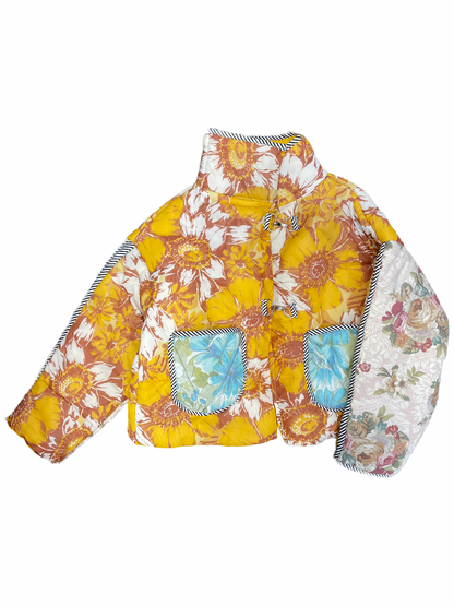 The Puffer Jacket in Mustard and Blue Florals