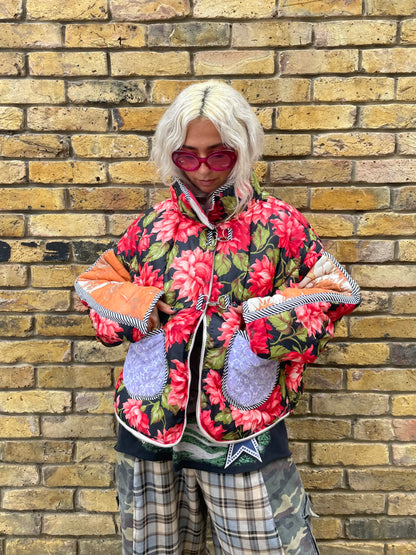 The Puffer Jacket in Pink and Orange Flowers