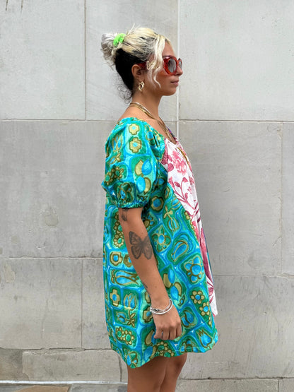 The Babydoll Dress in Mixed Pink and Blue Florals