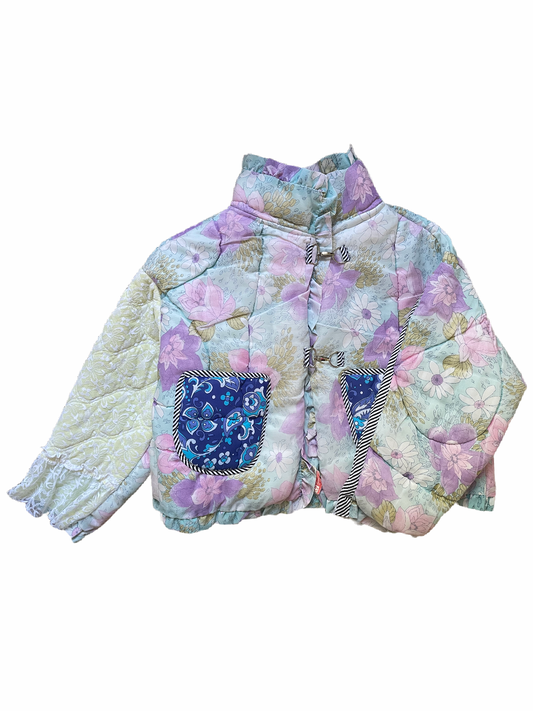 The Puffer Jacket in Pastel Blue and Lilac Florals