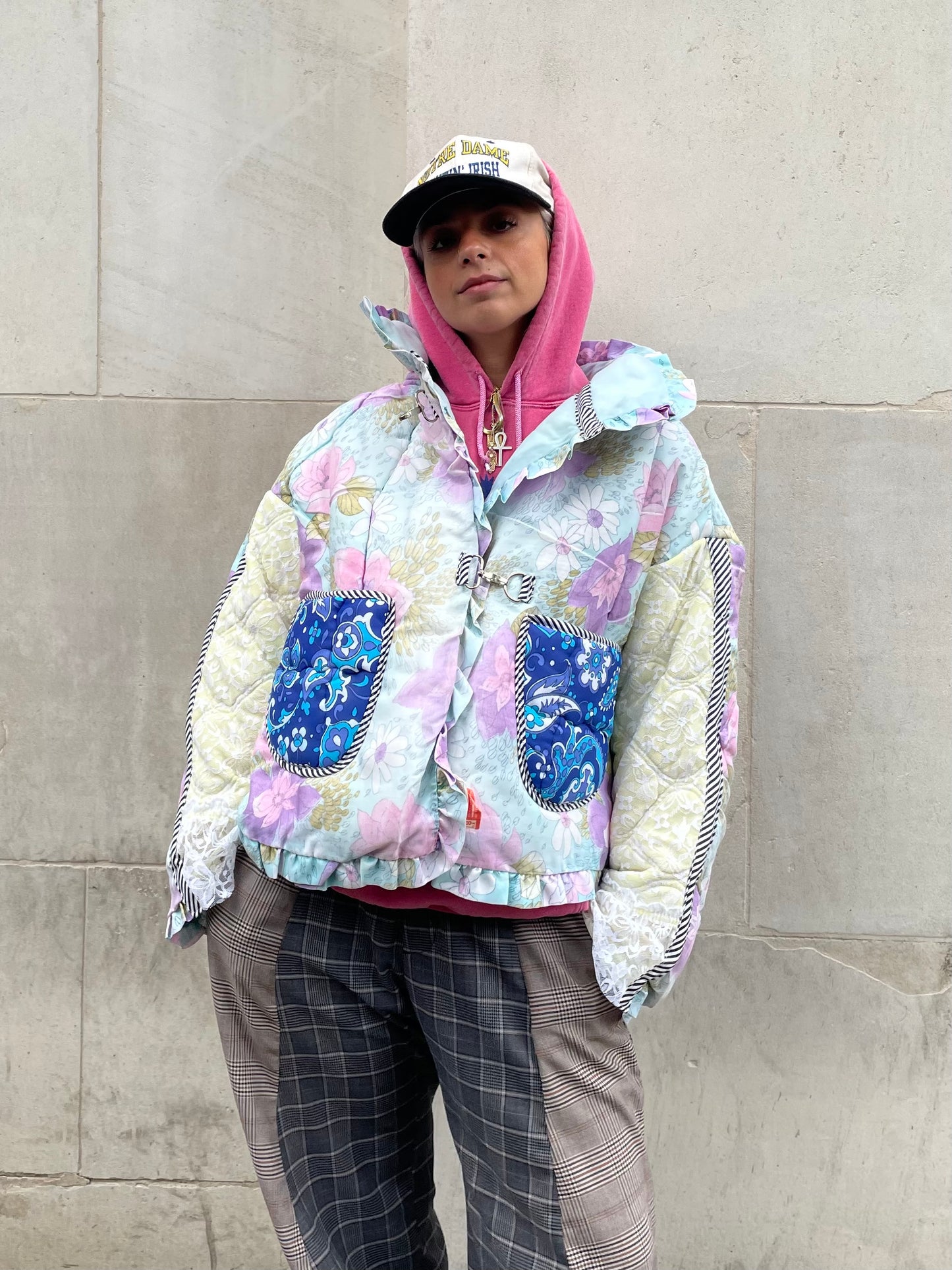 The Puffer Jacket in Pastel Blue and Lilac Florals