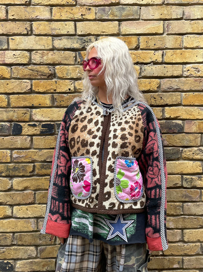 The Bomber Jacket in Leopard and Pink flowers