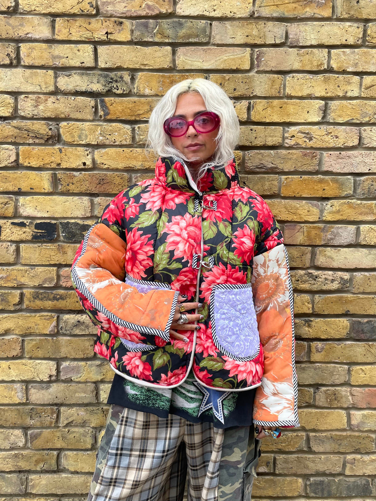 The Puffer Jacket in Pink and Orange Flowers