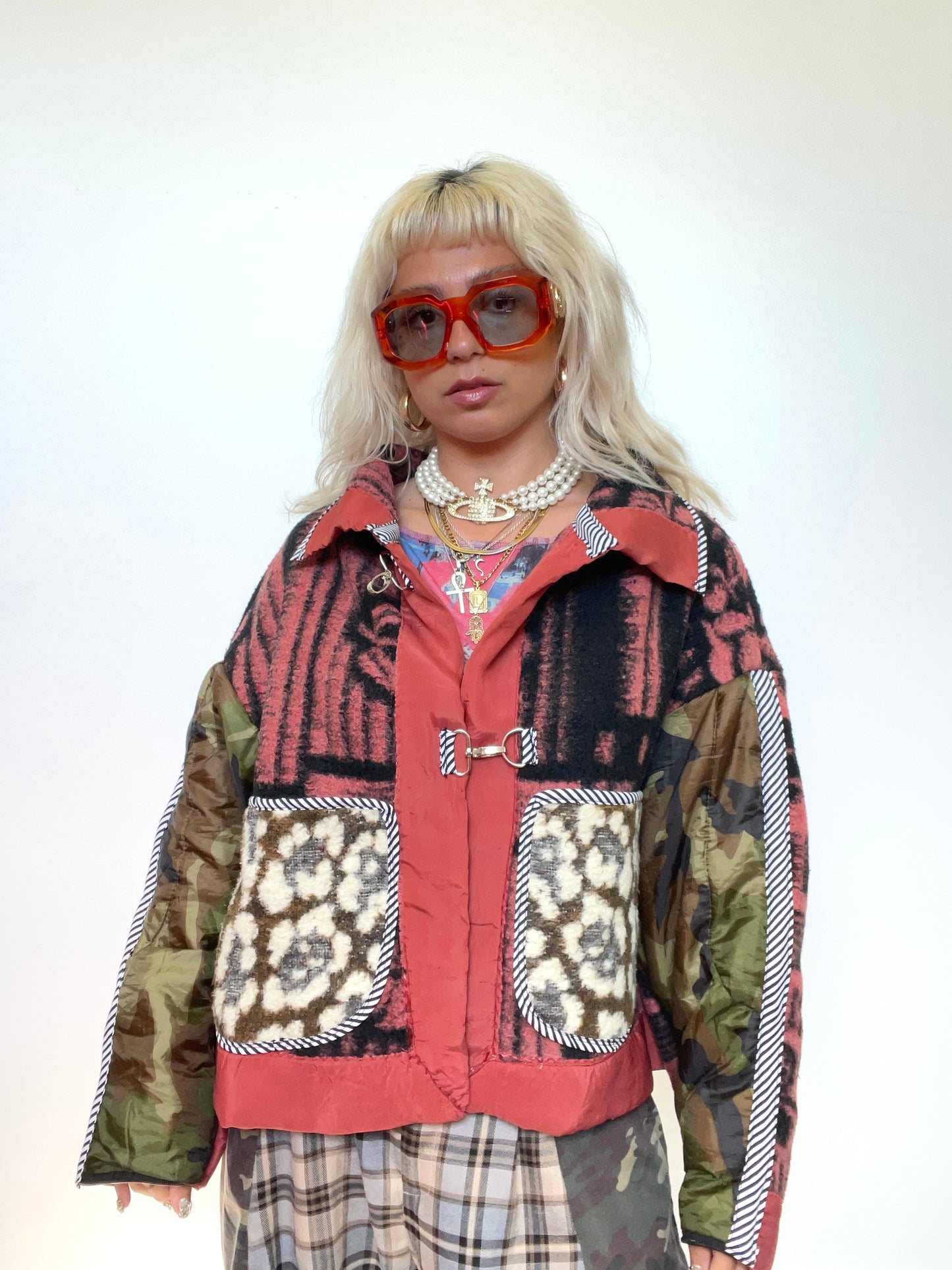 The Boxy Jacket in Red and Green Camo