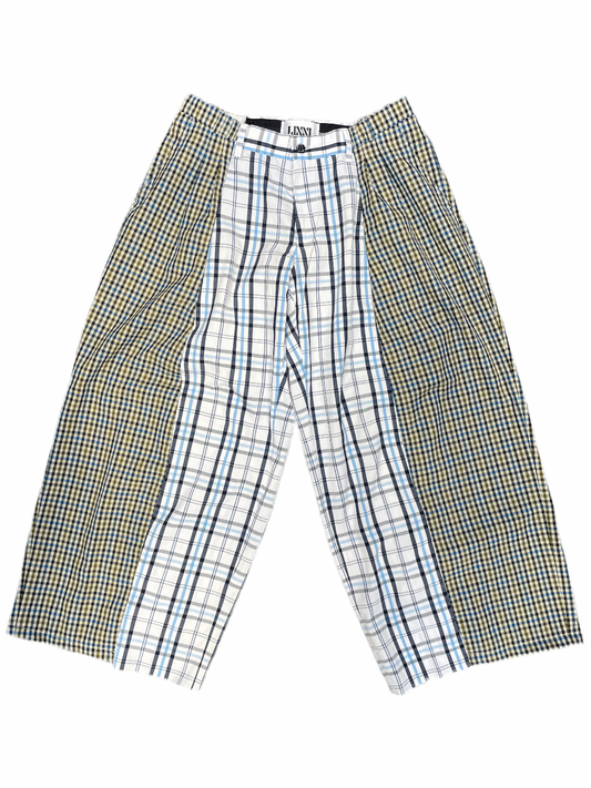 The Two-Tone White and Blue Tartan Trousers